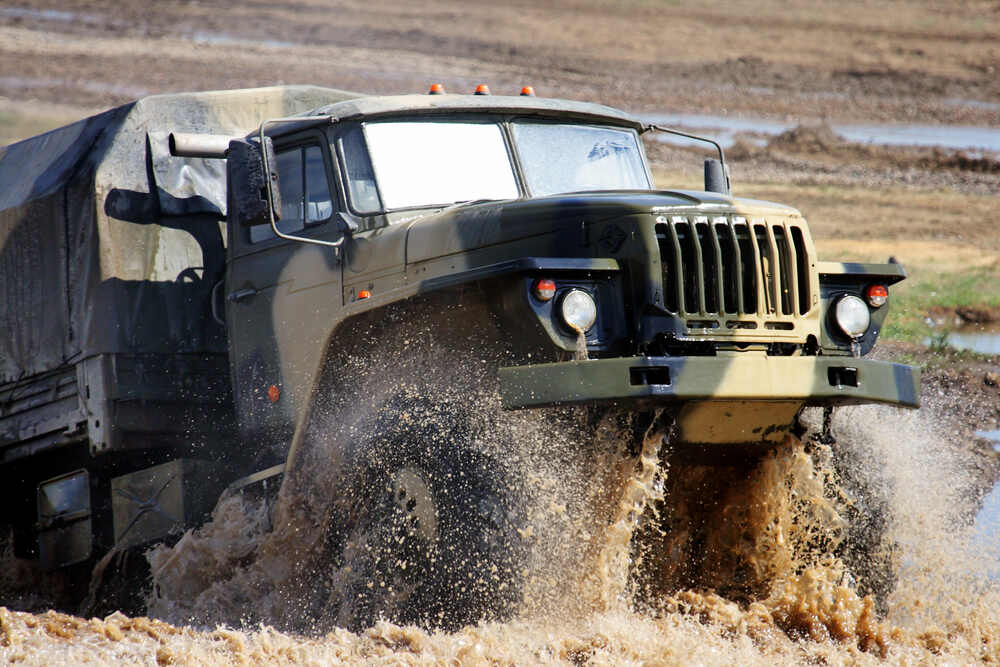 Military Vehicle Shipping On A Trailer
