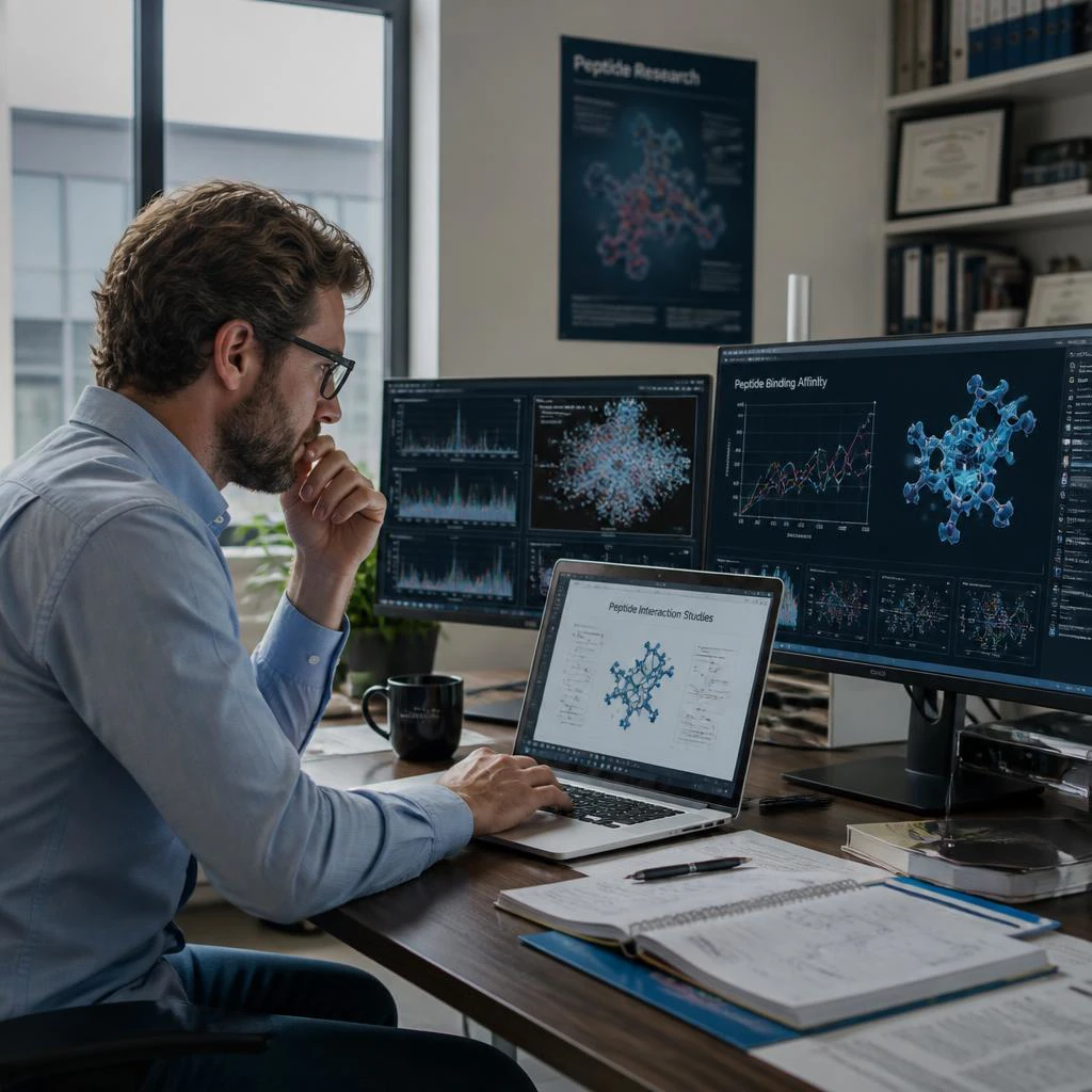 Researcher Analyzing Peptide Interaction