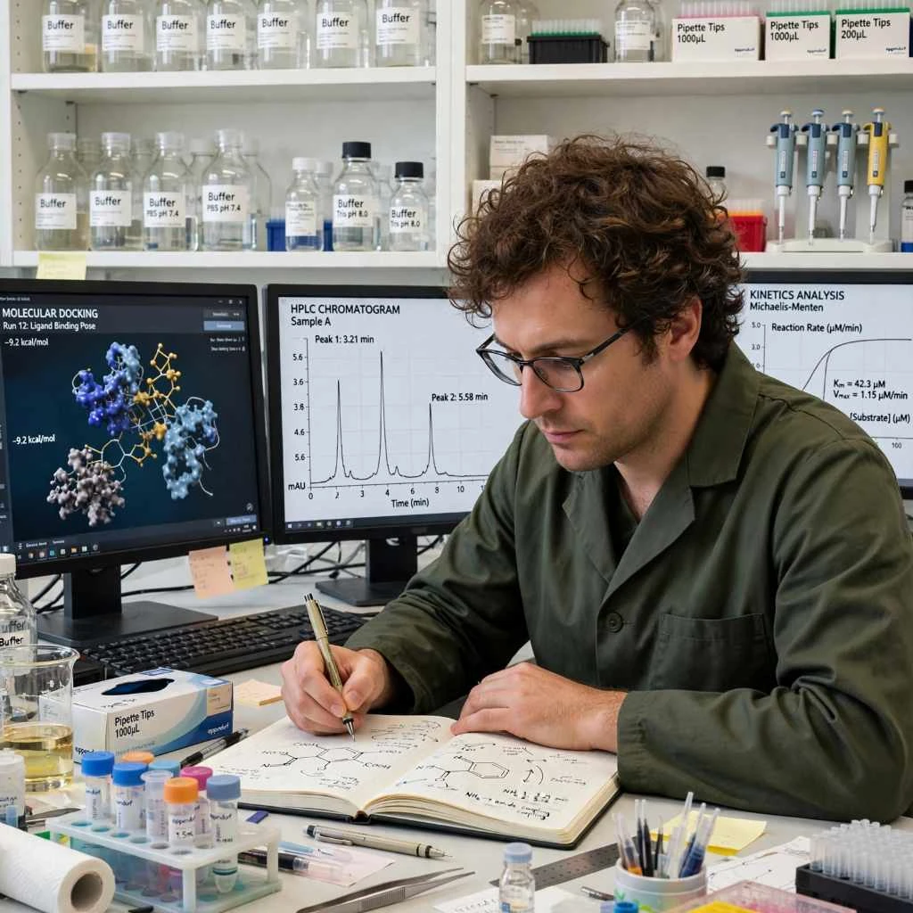 Scientist Documenting Peptide Structures